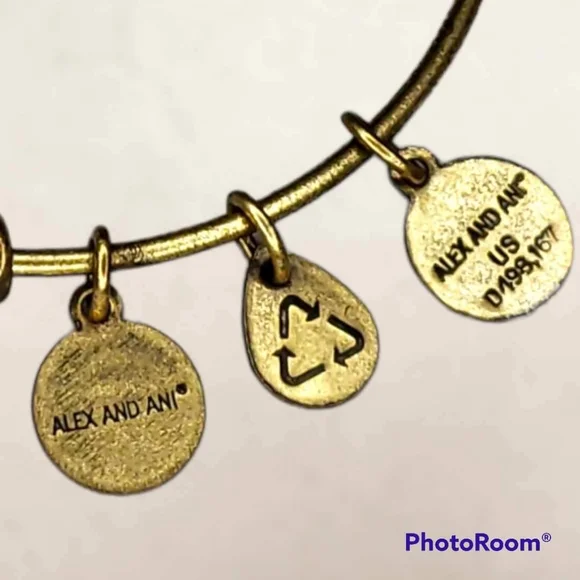 Disney ALEX AND ANI Princess Rapunzel Gold Tone Bangle Charm Bracelet RETIRED